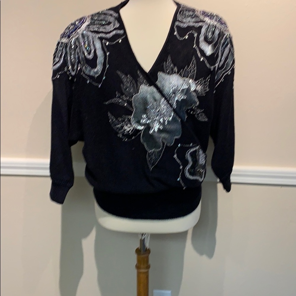 Vintage 1987 sequined black sweater | Size M |